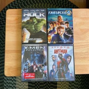 Lot of 4 DVDs The Incredible Hulk, Fantastic 4, X-Men Apocalypse, & Ant-Man